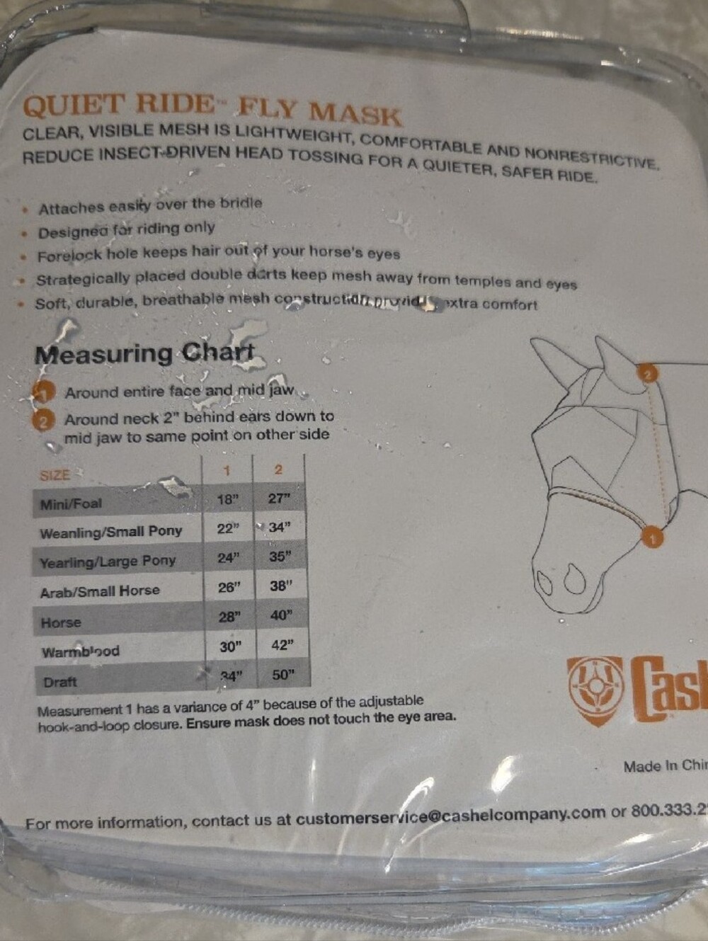 Cashel Black Horse Fly Mask - Standard - Picture 2 of 4
